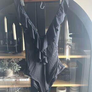 BECCA Black Ruffled One Piece Swimsuit